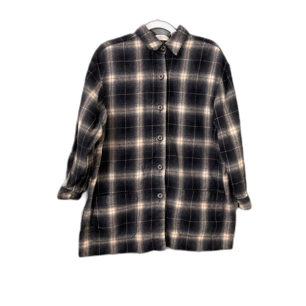 VTG. Lord & Taylor 100% Wool Shirt Jacket Shacket Women's 12P Plaid button up